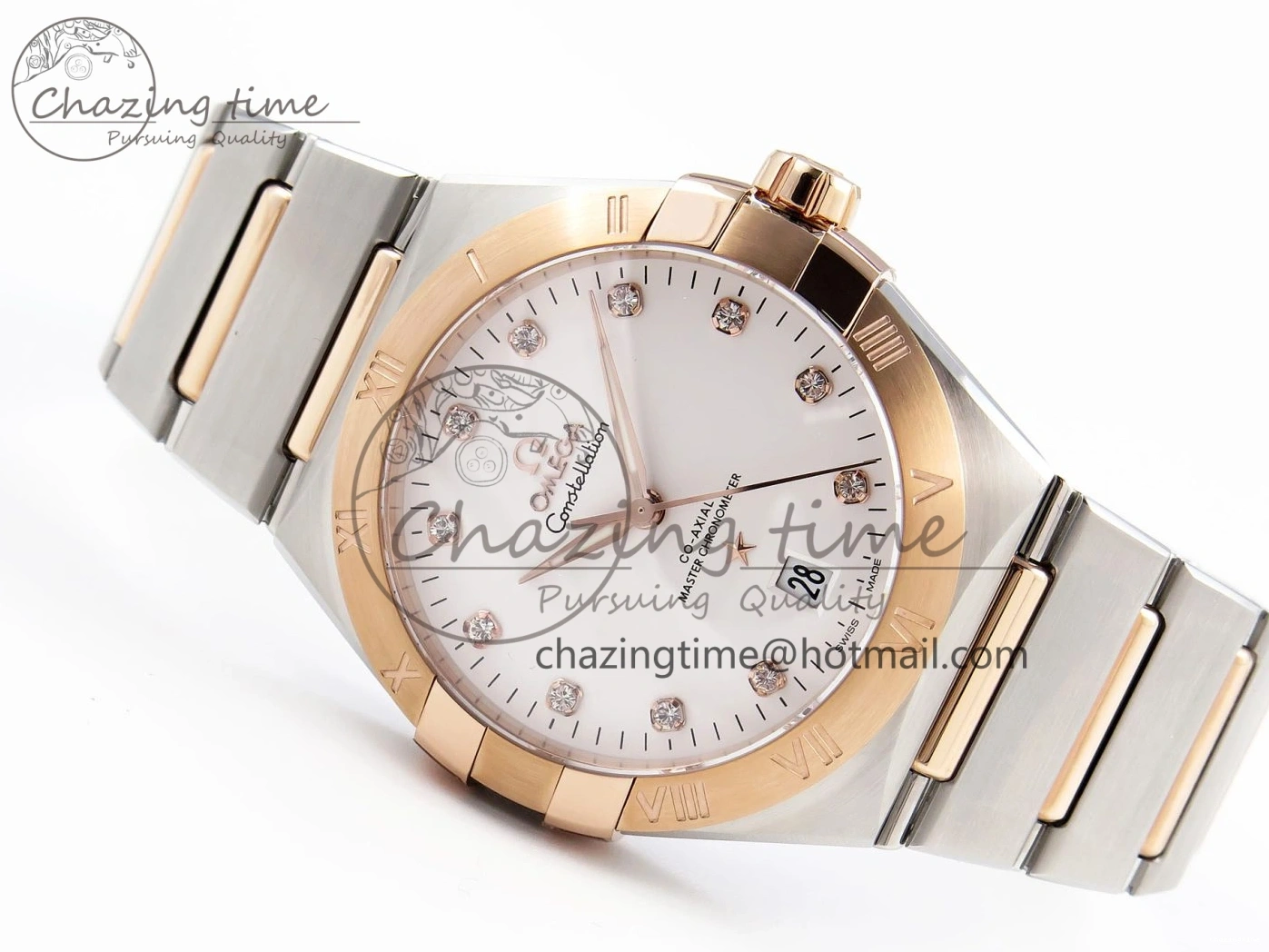 0511 Constellation 39mm SS RG ASWF 1:1 Best Edition White Diamonds Dial on SS RG Bracelet A Minimalist 7772